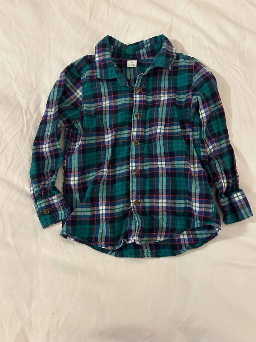 Old Navy Green and Blue Flannel Plaid Button-Down Shirt